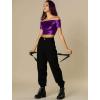 image:imageAllegra K Womens Halloween Off Shoulder Party Club Slim Fit Shiny Metallic Crop TopPurple