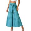 image:imageAllegra K Womens 2026 Summer Wide Leg Palazzo Pants High Waisted Flowy Trendy Casual Lounge Boho Beach Ruffles TrousersLake Blue