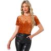 image:imageAllegra K Womens Christmas Velvet Top Crew Neck Short Sleeve Casual TShirtOrange Coffee