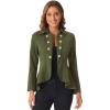 image:imageAllegra K Womens Casual Jacket Steampunk High Low Hem Open Front Long Sleeves Work Peplum BlazerArmy Green