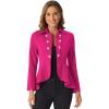 image:imageAllegra K Womens Casual Jacket Steampunk High Low Hem Open Front Long Sleeves Work Peplum BlazerHot Pink