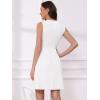 image:imageAllegra K Tweed Dress for Womens Sleeveless Crew Neck Side Pleated ALine Elegant Work DressesWhite