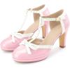 image:imageAllegra K Womens Platform Bow Chunky Heels TStrap Mary Janes PumpsPink
