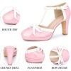 image:imageAllegra K Womens Platform Bow Chunky Heels TStrap Mary Janes PumpsPink