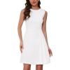image:imageAllegra K Tweed Dress for Womens Sleeveless Crew Neck Side Pleated ALine Elegant Work DressesWhite