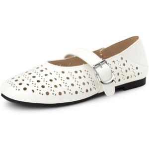 image:imageAllegra K Womens Buckle Round Toe Cutout Slip on Flats PumpsBeige