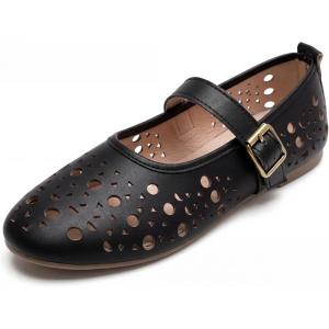 image:imageAllegra K Womens Buckle Round Toe Cutout Slip on Flats PumpsBlack2