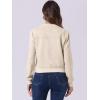 image:imageAllegra K Faux Suede Cropped Coat for Womens Stand Collar Zip Up Biker Moto Bomber JacketsBeige