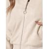 image:imageAllegra K Faux Suede Cropped Coat for Womens Stand Collar Zip Up Biker Moto Bomber JacketsBeige