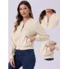 image:imageAllegra K Faux Suede Cropped Coat for Womens Stand Collar Zip Up Biker Moto Bomber JacketsBeige