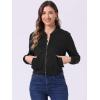 image:imageAllegra K Faux Suede Cropped Coat for Womens Stand Collar Zip Up Biker Moto Bomber JacketsBlack