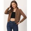 image:imageAllegra K Faux Suede Cropped Coat for Womens Stand Collar Zip Up Biker Moto Bomber JacketsBrown