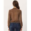 image:imageAllegra K Faux Suede Cropped Coat for Womens Stand Collar Zip Up Biker Moto Bomber JacketsBrown