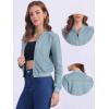 image:imageAllegra K Faux Suede Cropped Coat for Womens Stand Collar Zip Up Biker Moto Bomber JacketsGrey Blue