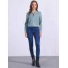 image:imageAllegra K Faux Suede Cropped Coat for Womens Stand Collar Zip Up Biker Moto Bomber JacketsGrey Blue