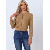 image:imageAllegra K Faux Suede Cropped Coat for Womens Stand Collar Zip Up Biker Moto Bomber JacketsKhaki