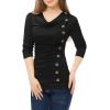 image:imageAllegra K Womens Cowl Neck Tops Long Sleeve Buttons Decor Tuinc Shirts Ruched TopBlack