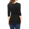 image:imageAllegra K Womens Cowl Neck Tops Long Sleeve Buttons Decor Tuinc Shirts Ruched TopBlack