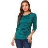 image:imageAllegra K Womens Cowl Neck Tops Long Sleeve Buttons Decor Tuinc Shirts Ruched TopBlue Green