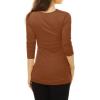 image:imageAllegra K Womens Cowl Neck Tops Long Sleeve Buttons Decor Tuinc Shirts Ruched TopBrown