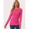 image:imageAllegra K Womens Cowl Neck Tops Long Sleeve Buttons Decor Tuinc Shirts Ruched TopFushcia Pink