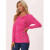 image:imageAllegra K Womens Cowl Neck Tops Long Sleeve Buttons Decor Tuinc Shirts Ruched TopFushcia Pink