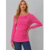 image:imageAllegra K Womens Cowl Neck Tops Long Sleeve Buttons Decor Tuinc Shirts Ruched TopFushcia Pink