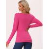 image:imageAllegra K Womens Cowl Neck Tops Long Sleeve Buttons Decor Tuinc Shirts Ruched TopFushcia Pink