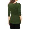 image:imageAllegra K Womens Cowl Neck Tops Long Sleeve Buttons Decor Tuinc Shirts Ruched TopGreen