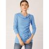 image:imageAllegra K Womens Cowl Neck Tops Long Sleeve Buttons Decor Tuinc Shirts Ruched TopLight Blue