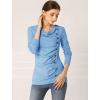 image:imageAllegra K Womens Cowl Neck Tops Long Sleeve Buttons Decor Tuinc Shirts Ruched TopLight Blue