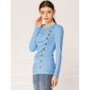 image:imageAllegra K Womens Cowl Neck Tops Long Sleeve Buttons Decor Tuinc Shirts Ruched TopLight Blue