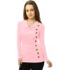 image:imageAllegra K Womens Cowl Neck Tops Long Sleeve Buttons Decor Tuinc Shirts Ruched TopLight Pink