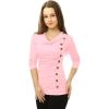 image:imageAllegra K Womens Cowl Neck Tops Long Sleeve Buttons Decor Tuinc Shirts Ruched TopLight Pink