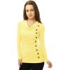 image:imageAllegra K Womens Cowl Neck Tops Long Sleeve Buttons Decor Tuinc Shirts Ruched TopLight Yellow