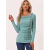 image:imageAllegra K Womens Cowl Neck Tops Long Sleeve Buttons Decor Tuinc Shirts Ruched TopMint Green