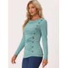 image:imageAllegra K Womens Cowl Neck Tops Long Sleeve Buttons Decor Tuinc Shirts Ruched TopMint Green