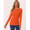 image:imageAllegra K Womens Cowl Neck Tops Long Sleeve Buttons Decor Tuinc Shirts Ruched TopOrange