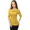 image:imageAllegra K Womens Cowl Neck Tops Long Sleeve Buttons Decor Tuinc Shirts Ruched TopYellow