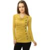 image:imageAllegra K Womens Cowl Neck Tops Long Sleeve Buttons Decor Tuinc Shirts Ruched TopYellow