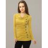 image:imageAllegra K Womens Cowl Neck Tops Long Sleeve Buttons Decor Tuinc Shirts Ruched TopYellow