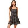 image:imageAllegra K Womens Plaid Tube Dress Zip Up Strap Sleeveless Party Mini ALine DressBlack