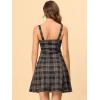 image:imageAllegra K Womens Plaid Tube Dress Zip Up Strap Sleeveless Party Mini ALine DressBlack