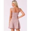image:imageAllegra K Womens Plaid Tube Dress Zip Up Strap Sleeveless Party Mini ALine DressPink