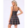image:imageAllegra K Womens Plaid Tube Dress Zip Up Strap Sleeveless Party Mini ALine DressRed Royal Blue