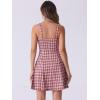 image:imageAllegra K Womens Plaid Tube Dress Zip Up Strap Sleeveless Party Mini ALine DressRed White