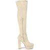 image:imageAllegra K Womens Platform Block Heel Beige Over Knee High Boots 6 M US