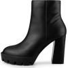 image:imageAllegra K Womens Platform Lug Sole Round Toe Side Zip Block Heeled Chelsea BootsBlack