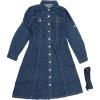 image:imageAllegra K Denim Dress for Womens Long Sleeve Button Down ALine Belted Classic Jean DressesNavy Blue