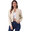 image:imageAllegra K Faux Suede Cropped Coat for Womens Stand Collar Zip Up Biker Moto Bomber JacketsBeige
